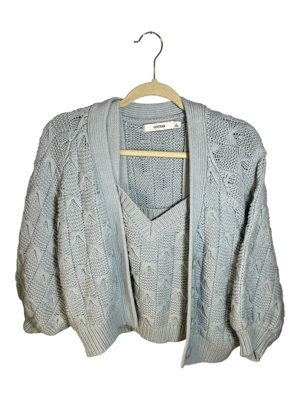 2pc Cable Knit Sweater Cardigan Set